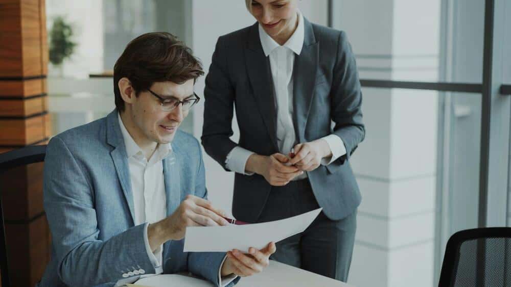 Professional team collaborating in modern office